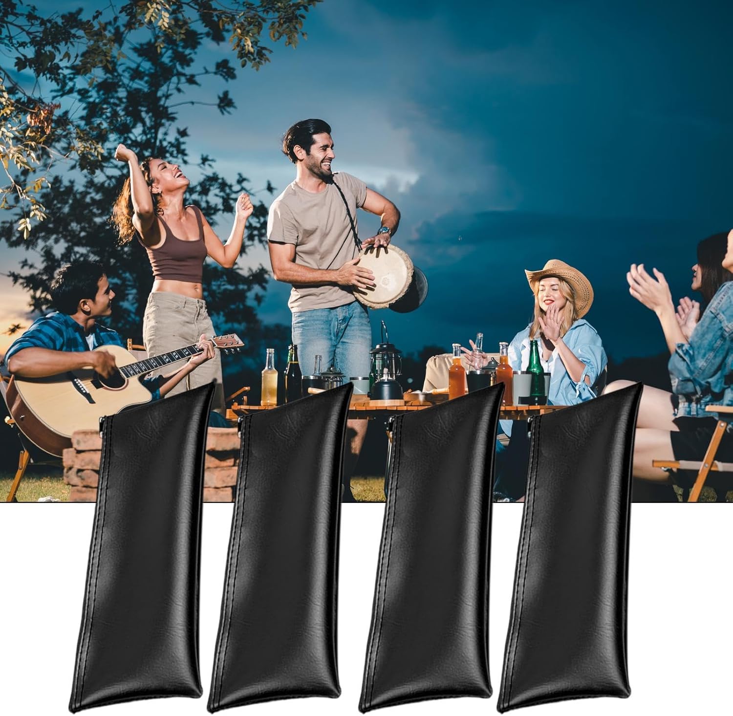 Streaming-Equipment - Microphone Bag, 4X Microphone Storage Bags Set, Dustproof Shockproof PU Leather Drawstring and Zipper Cover for Karaoke Recording Streaming Live Performance DJ Party Events Equipment Protection – Bild 3