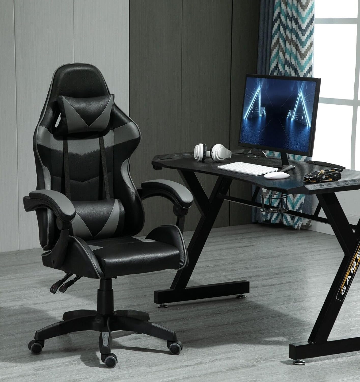 Gaming Chairs - mcc direct Ergonomic Office Chair, Desk Chair, Swivel Chair, Gaming Chair, Gaming Chair (Grey)