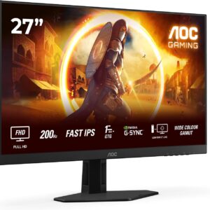 Gaming PC & Gaming Monitors – AOC Gaming 27G4HRE – 27 Inch Full HD Monitor, 200 Hz, 1 ms, G-Sync Comp., HDR10 (1920×1080, 2X HDMI 2.0, DisplayPort 1.4) Black/Red