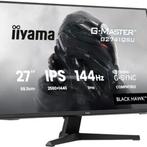 Gaming PC & Gaming Monitors – iiyama G-Master Black Hawk G2741QSU-B1 68.6 cm 27 Inch IPS LED Gaming Monitor QHD 144Hz HDMI DP USB 2.0 1ms G-SYNC Black