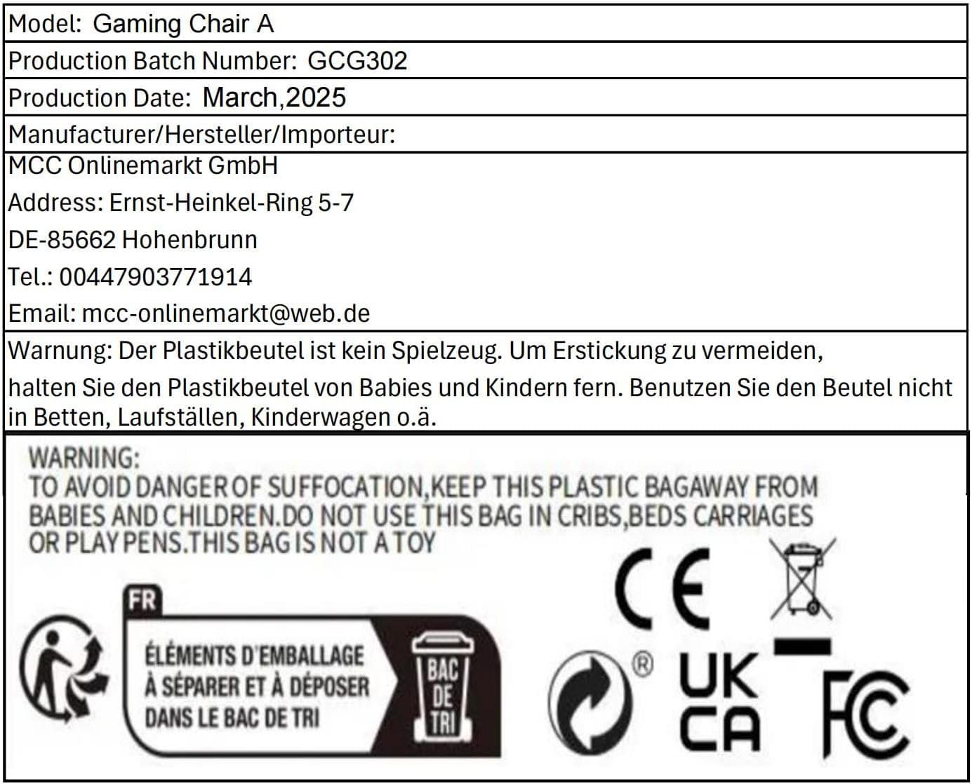 Gaming Chairs - mcc direct Ergonomic Office Chair, Desk Chair, Swivel Chair, Gaming Chair, Gaming Chair (Grey) – Bild 8