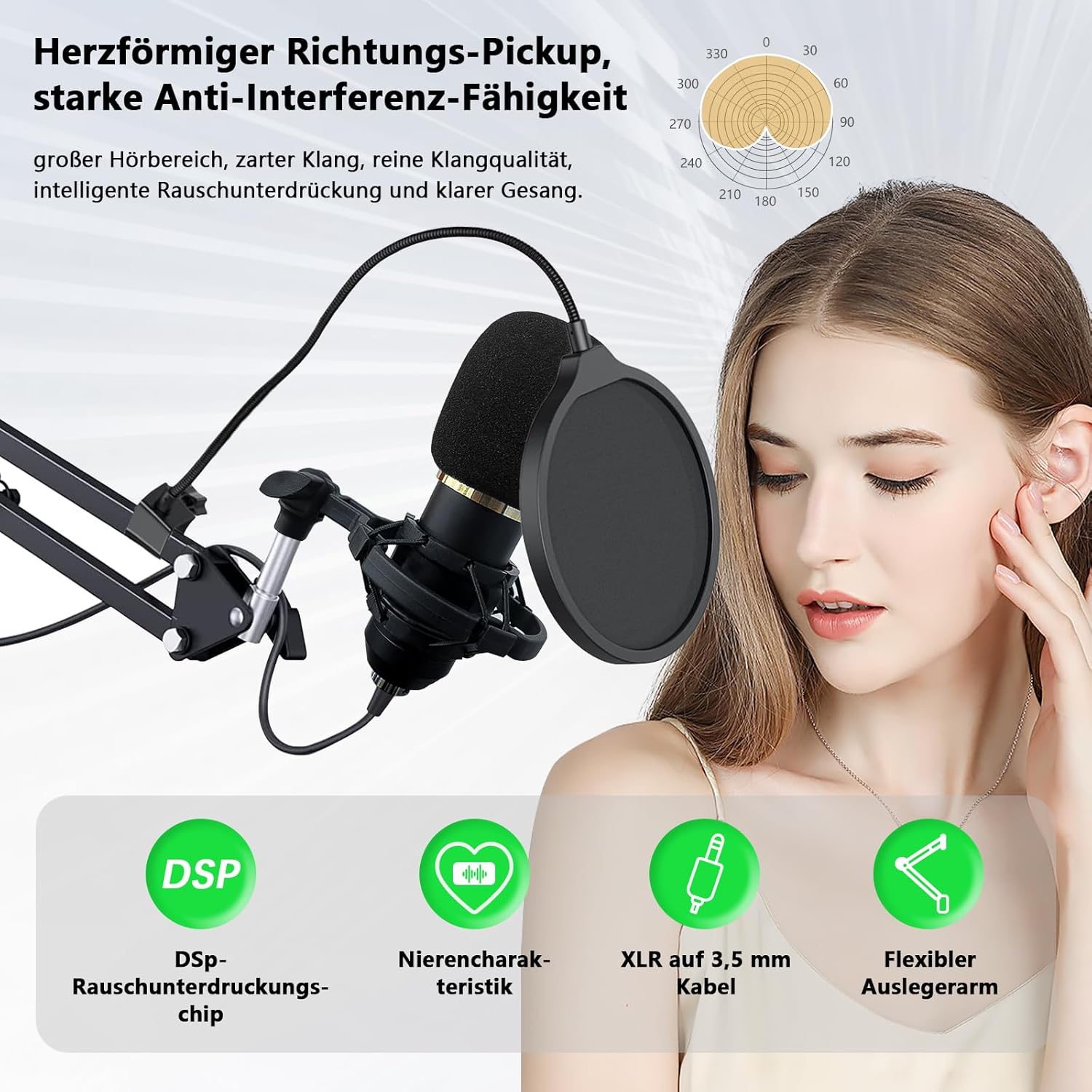 Streaming-Equipment - RUBEHOOW Mixer Kit with Live Sound Card, DJ Controller and BM800 Microphone for Live Performances, Recordings, PC and Karaoke Parties as well as Game Voices – Bild 4