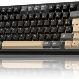 Gaming Tastatur & Maus – RedThunder K75 75% Wireless Mechanical Gaming Keyboard with Button, QWERTZ 82 Keys, Soft Gasket, BT/USB-C/2.4GHz, Software, Hot-swap, Tactile Linear Switch, RGB, Abrasion-Resistant PBT Keycaps