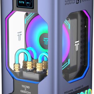 Gaming PC & Laptops – GEEKOM Megamini G1 Gaming PC with Intel i9-13900HK Processor + Nvidia Geforce RTX 4060 8GB Water Cooling High End Desktop Computer Windows 11 Pro 32GB DDR5 RAM + 2TB SSD for All Application Scenarios