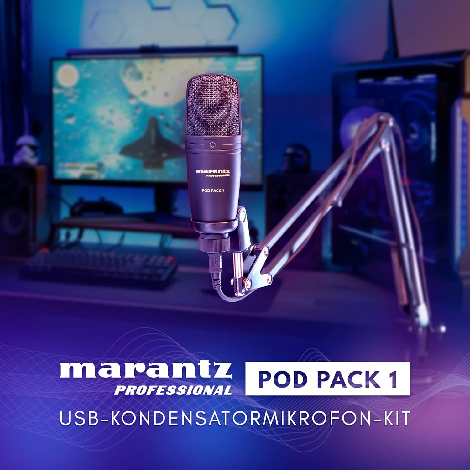 Streaming-Equipment - Marantz Professional Pod Pack 1 - Complete podcasting kit including professional USB condenser microphone, fully adjustable stand and USB cable – Bild 7