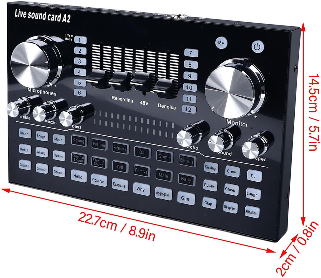 Streaming-Equipment - Dilwe Live-Soundkarte, Audio-Mixer, Leicht, Tragbar, 48 V, PC-Mobiltelefon für Streaming, Aufnahme, Studio, Outdoor-Auftritte – Bild 9