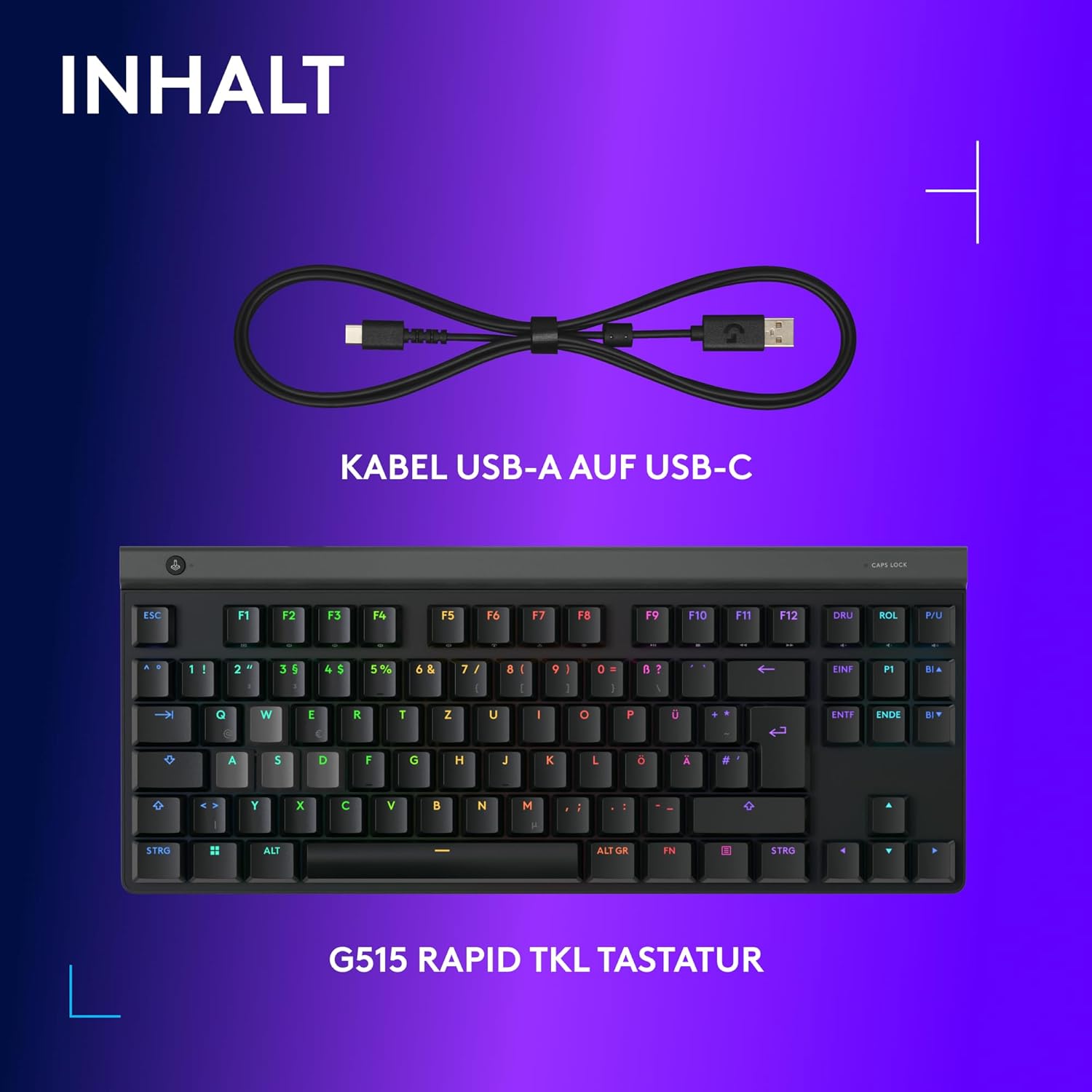 Gaming Tastatur & Maus - Logitech G G515 Rapid TKL Flat Wired Gaming Keyboard, Fully Customizable PC Gaming with Analog Flat Switches, Rapid Trigger, Ultra-Slim, for USB-A Port, DEU QWERTZ - Black – Bild 9