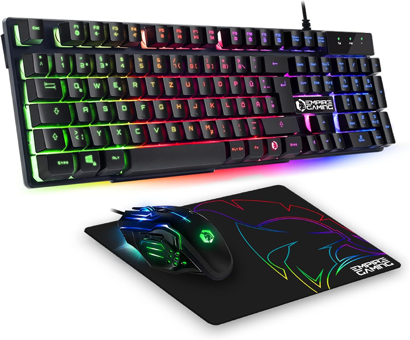 Gaming Tastatur & Maus - EMPIRE GAMING - Pack 3 in 1 MK800 - Gaming Keyboard QWERTZ German RGB 105 Keys 19 Anti-Ghosting Keys - Ergonomic RGB Gamer Mouse 2400 DPI Mouse Pad PC PS4 PS5 Xbox One/Series Mac – Bild 8