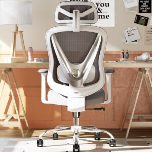 Gaming Chairs – Ergonomic Office Chair with 3D Lumbar Support & 3D Adjustable Armrests – V Shaped Back Design, Comfortable Desk Chair for Office & Home, White