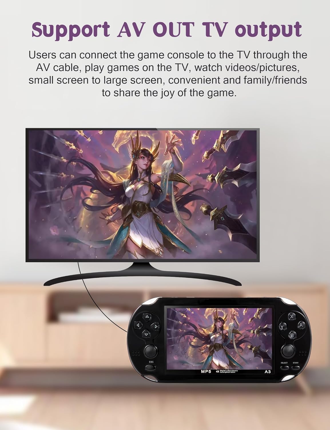 Gaming Consoles & Controllers - CZT Video Game Console 4.3 Inch 8GB Built-in 2100 Free Games for Multiple Simulators Handheld Game Console Video/Music TV Output Game Can Be Archived A Birthday Gifts – Bild 6