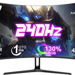 Gaming PC & Gaming Monitors – Amzfast AMZG27C1 Pro Curved Gaming Monitor 27 Inches, 240Hz (DP), FHD (1920×1080), sRGB 130%, DCI-P3 98%, VA Panel 1500R, 1ms GtG, Adaptive Sync, Eye-Care, VESA 100×100, HDMI 2.0/DP 1.4 with DP Cable