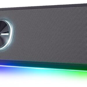 Gaming PC & Gaming Monitors – Trust Gaming GXT 1619 Rhox PC Soundbar mit RGB Beleuchtung 12W (6W RMS), Stereo Computer Boxen, USB-Betrieb, 3.5 mm AUX Anschluss, Kleine PC Lautsprecher für Desktop, TV, Laptop – Grau