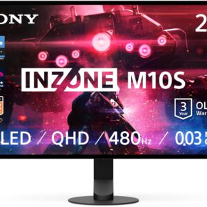Gaming PC & Gaming Monitors – Sony Inzone M10S 27 Inch OLED QHD PC Gaming Monitor: 1440p, 480Hz, 0.03ms GTG, DCI-P3 98.5%, G-Sync, Adaptive Sync, VRR, Co-Developed Model with Fnatic, 1300 nits, DisplayPort 2.1-2 x HDMI 2.1 PC, PS5