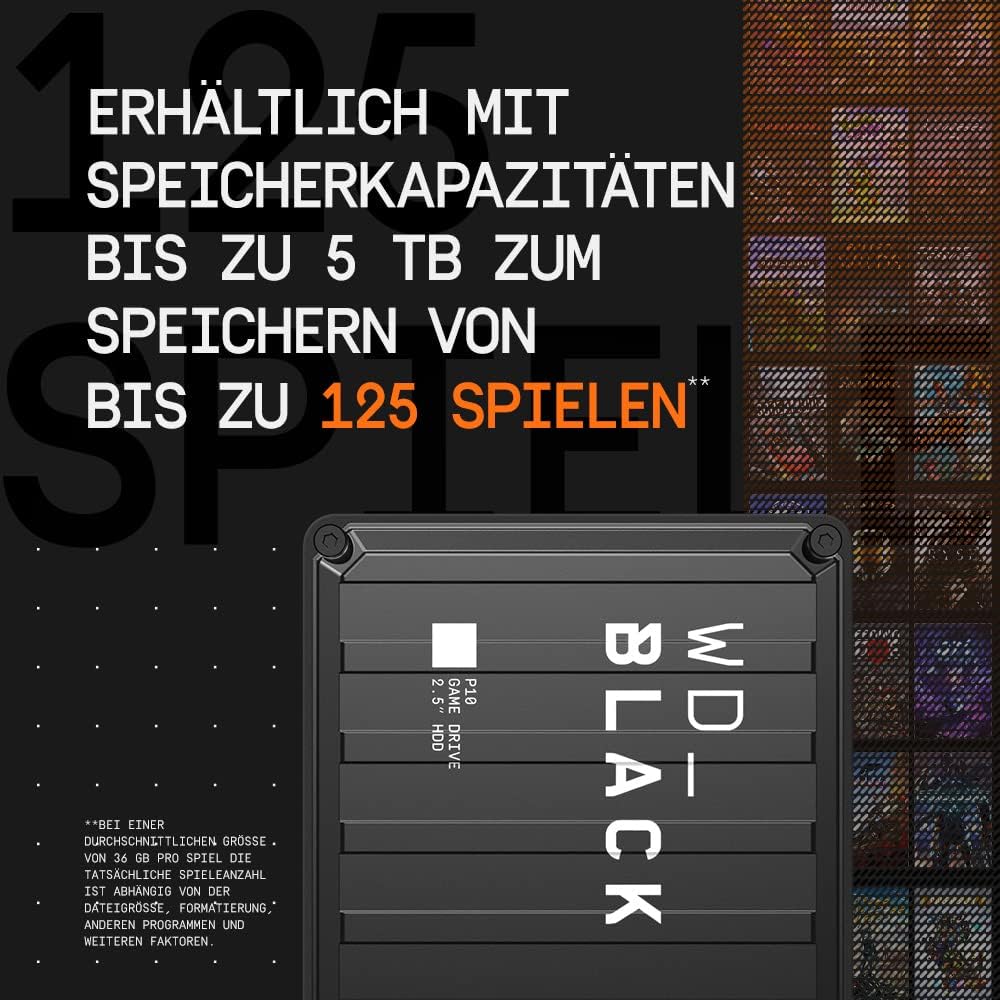 Gaming Consoles & Controllers - WD_BLACK P10 Game Drive 2TB External Gaming Hard Drive Mobile and Robust Hard Drive for Console and PC Store up to 125 Games Black – Bild 4