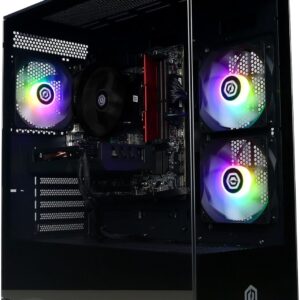Gaming PC & Laptops – CYBERPOWERPC Wyvern Gaming PC – AMD Ryzen 7 5700X, Nvidia RTX 5060 Ti 8GB, 16GB RAM, 1TB NVMe SSD, 650W 80+ PSU, Wi-Fi, Windows 11, Prism Panoramic RGB Black