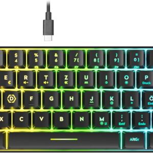 Gaming Tastatur & Maus – Speedlink Letos – RGB Gaming Keyboard 60%, Wired, USB-C Cable Removable, Anti-Ghosting, Backlight Various Lighting Modes, German Layout QWERTZ, Black