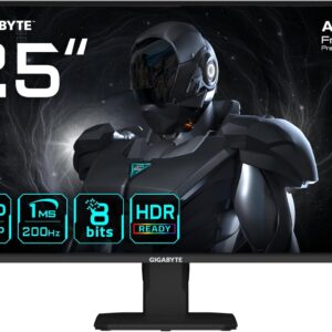 Gaming PC & Gaming Monitors – Gigabyte GS25F2 25 Inch FHD Gaming Monitor – 1920 x 1080, 200Hz, 1ms, 300 cd/m², Display HDR 10, HDMI 2.0, DisplayPort 1.4