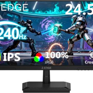 Gaming PC & Gaming Monitors – Z-Edge 24.5 Inch 240Hz Gaming Monitor 1ms MPRT IPS Panel Full HD LED Monitor, 350cd/m² Brightness, FreeSync, HDR10, HDMI & DisplayPort, VESA Compatible – Black