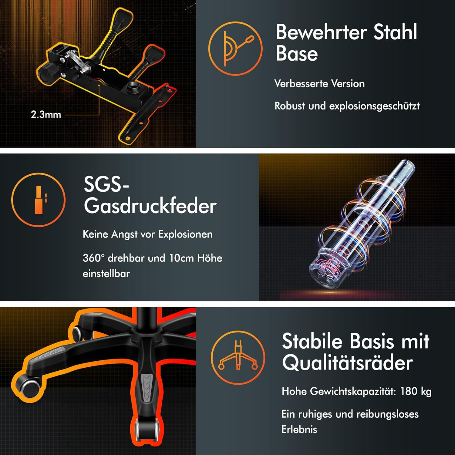 Gaming Chairs - ALFORDSON Office Chair, Gaming Chair, Massage, Ergonomic Gamer Chair with Footrest, Headrest, Massage Lumbar Cushion, Padded, Swivel Chair Made of Linen Fabric, Dark Teal – Bild 10