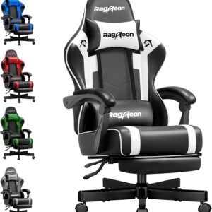 Gaming Chairs – Gaming Chair Gamer Chair – Ergonomic Gamer Chair with Footrest Headrest and Lumbar Support Height Adjustable Padded Gaming Chair 150 kg Load Capacity Black