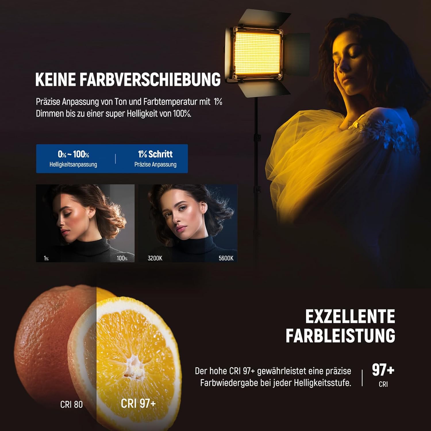 Streaming-Equipment - NEEWER Upgraded RGB LED Studio Video Light with Tripod Stand, App Control 50W 7000Lx CRI97+ 3200-5600K Dimmable Panel Key Light Set for Game Streaming, YouTube Recording, Photography, RGB660 PRO II – Bild 3