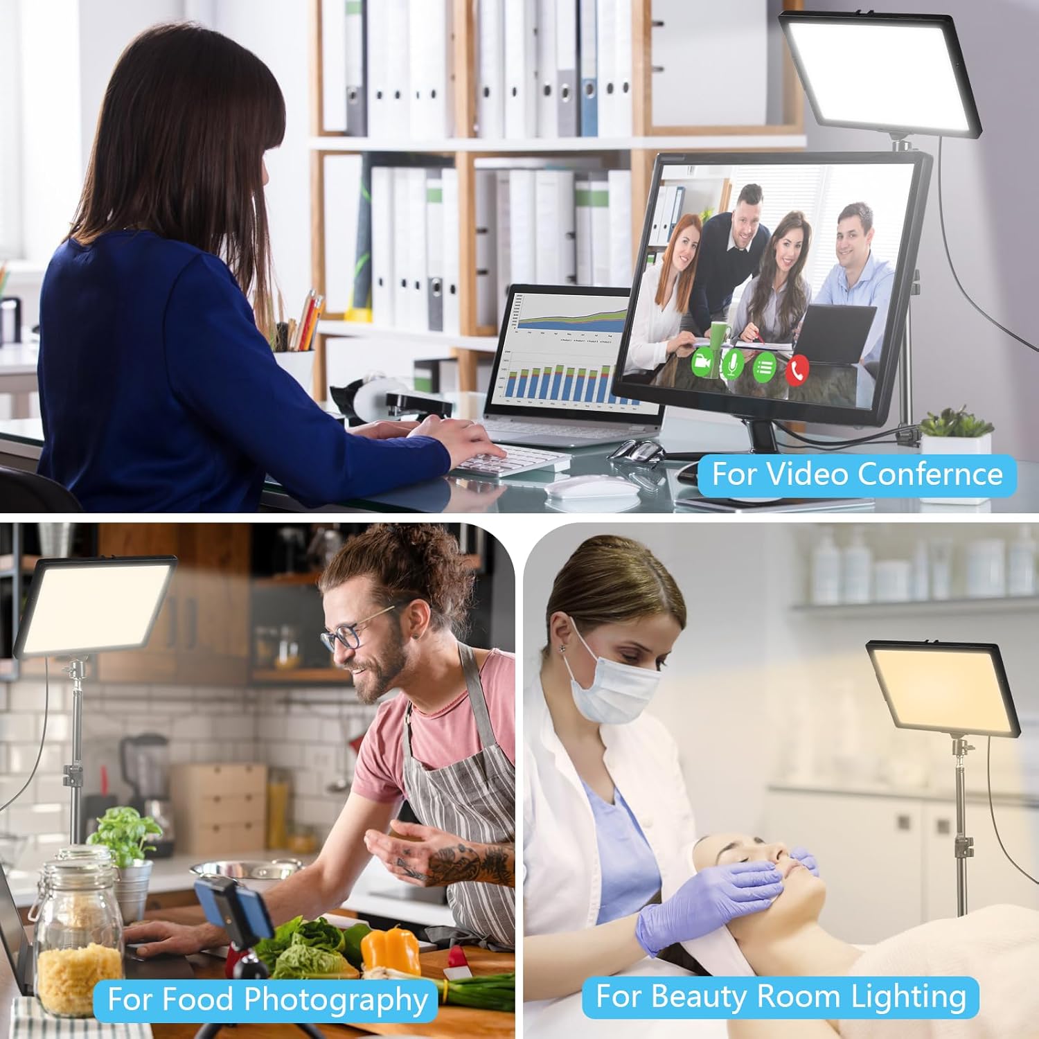 Streaming-Equipment - LED Continuous Light 2-Pack Two-Tone 2800-6500K Dimmable USB Photo Video Light, 173 cm Photography Lighting Set with Tripod Stand for Studios, YouTube TikTok Video Recording, Game Streaming – Bild 6