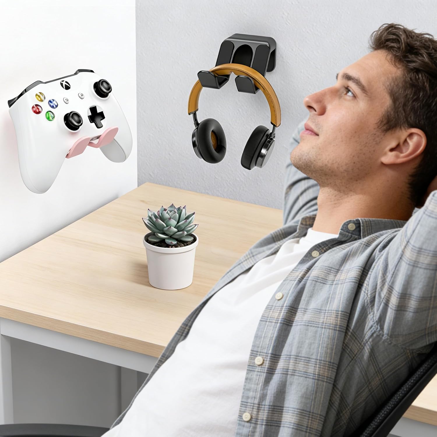 Gaming Consoles & Controllers - 4 x Switch Holder, Gaming Headphone Stand, Foldable Wall Stand for Xbox Series X/S (One Stencil and a Stencil) – Bild 4