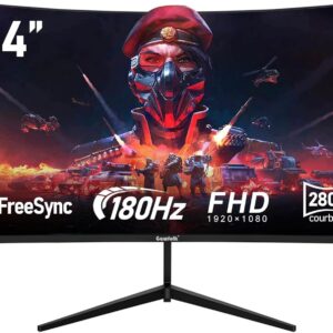 Gaming PC & Gaming Monitors – Gawfolk PC Screen, 24 Inches, Curved Gaming Monitor, 180 Hz, FHD, 1080p, 1 ms, Frameless, FreeSync, 100% sRGB, 178° Viewing Angle, HDMI, DisplayPart, Compatible with VESA 75 x 75 mm, Black