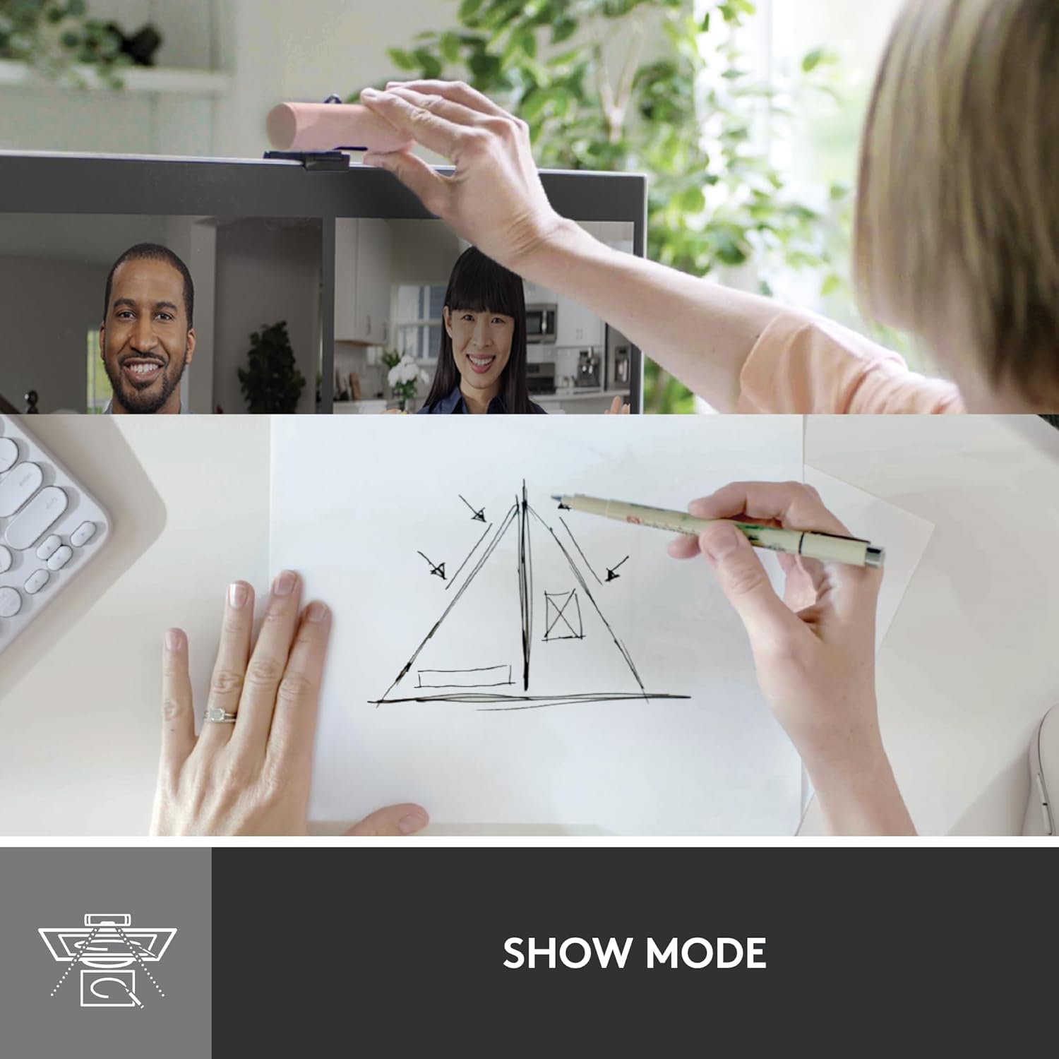 Webcam - Logitech Brio 500 Full HD Webcam with Auto Light Correction, Point Mode, Dual Microphone + Noise Cancellation Webcam Cover for Microsoft Teams, Google Meet, Zoom, USB-C Cable - Pink – Bild 9