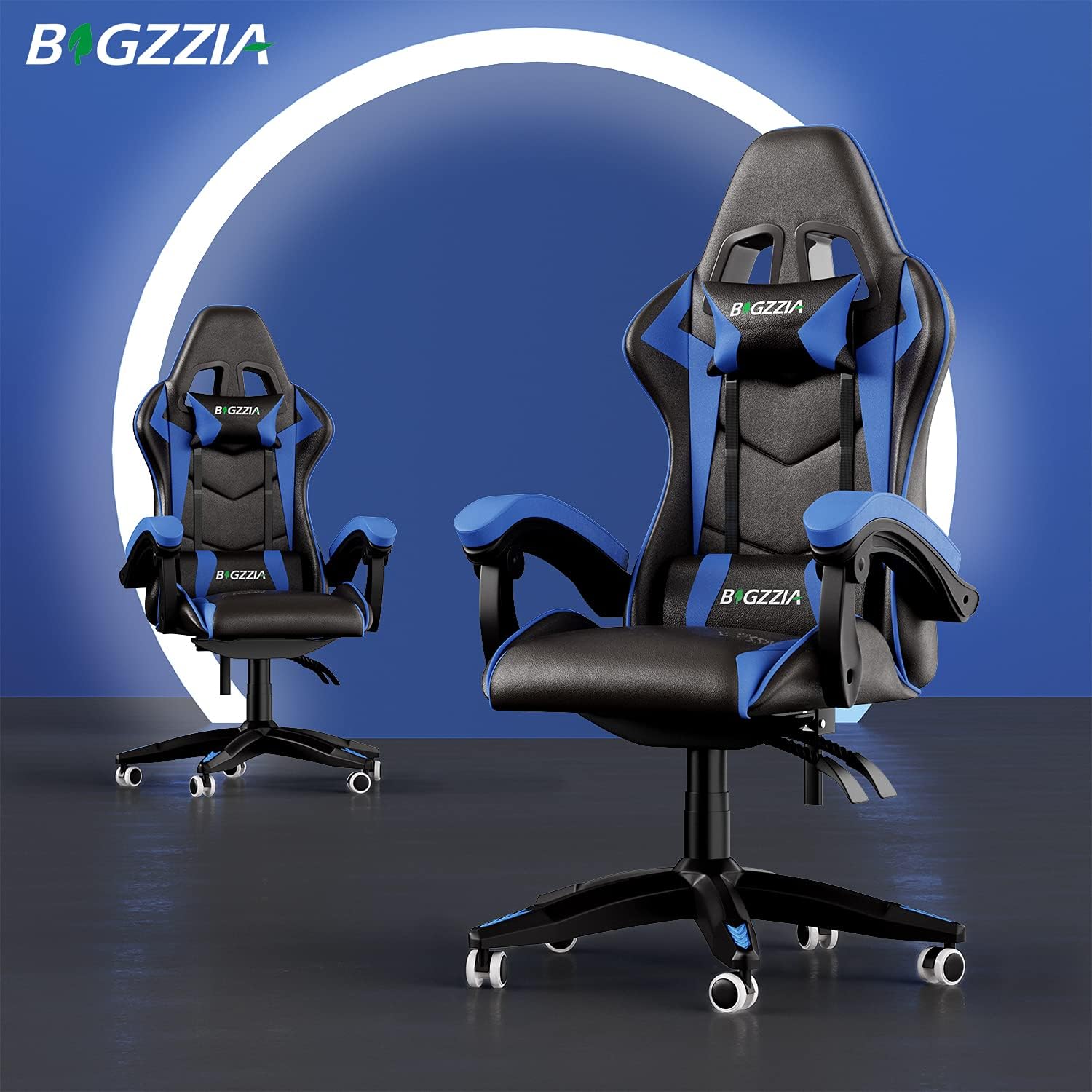 Gaming Chairs - bigzzia Ergonomic Gaming Chair, PC Chair, Gaming Chair, 90–135° Backrest Gamer Chair with Pillow and Armrests for Teenagers and Adults, Blue – Bild 8