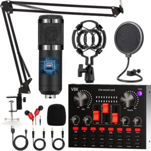 Streaming-Equipment – Podcast Microphone Bundling, Audio Interface with Cardioid Designer BM800 Microphone for Gamers and All-in-One Mixer, Perfect for Live Streaming, YouTube, Gaming