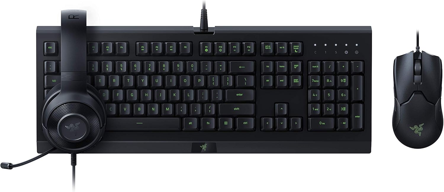 Gaming Tastatur & Maus - Razer Power Up Bundle - Esports Playset consisting of a Cynosa Lite Keyboard (QWERTZ DE Layout), Viper Mouse and Kraken X Lite Headphones - Black