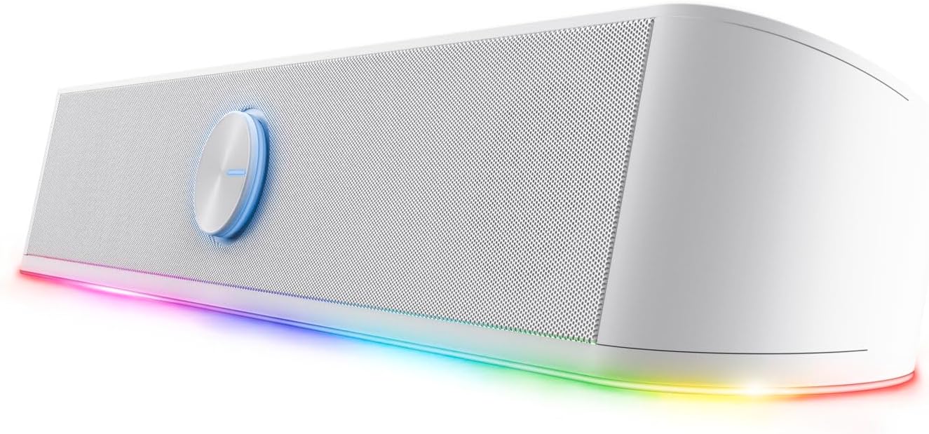 Gaming PC & Gaming Monitors - Trust Gaming GXTrust 1619W Rhox PC Soundbar with RGB Lighting 12W (6W RMS), Stereo Computer Boxes, USB Powered, 3.5 mm AUX Port, Small PC Speaker for Desktop TV Laptop, White – Bild 11