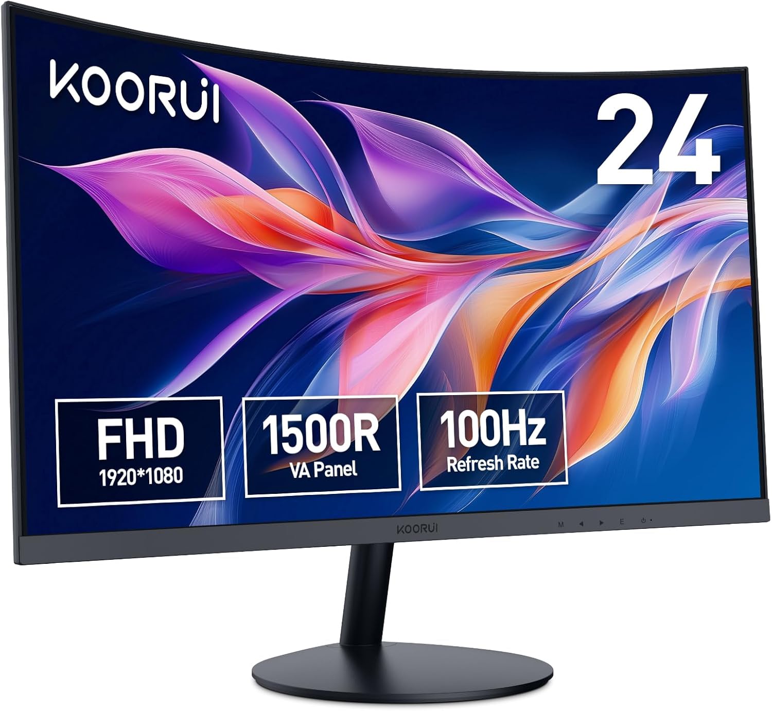 Gaming PC & Gaming Monitors - KOORUI Curved Monitor – 23.6 Inch (61 cm) FHD Curved Computer Monitor, VA Panel, 60 Hz, 1800R Curvature, Tilt Adjustment, Eye Care, HDMI, VGA Gaming Monitor, Black 24N5C