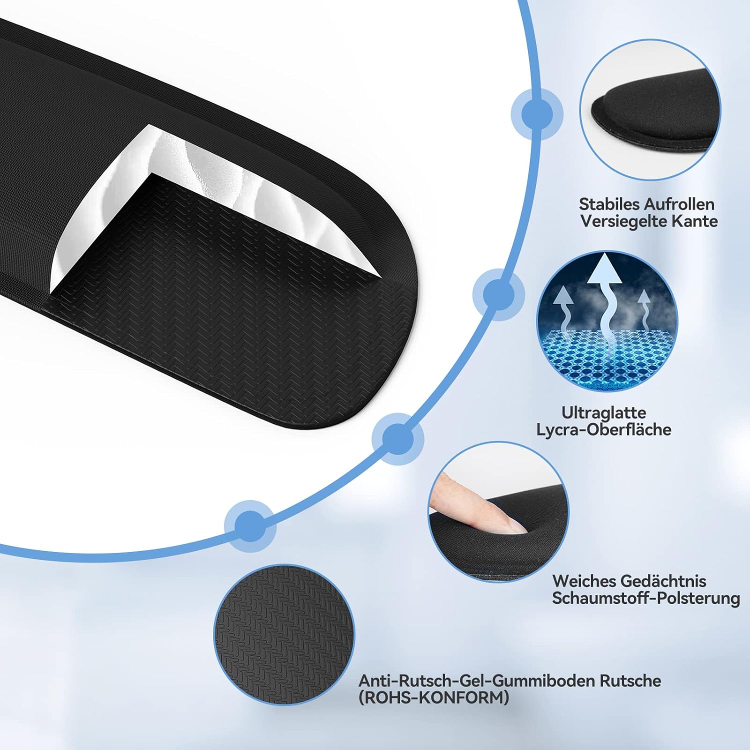 Gaming Tastatur & Maus - TECKNET Mouse Pad with Hand Rest, Ergonomic Memory Foam Keyboard Wrist Rest with Mouse Pad, 2-in-1, Relieves Wrist Pain, Waterproof Comfort for Office/Home, All Mouse Keyboard, Laptop – Bild 4