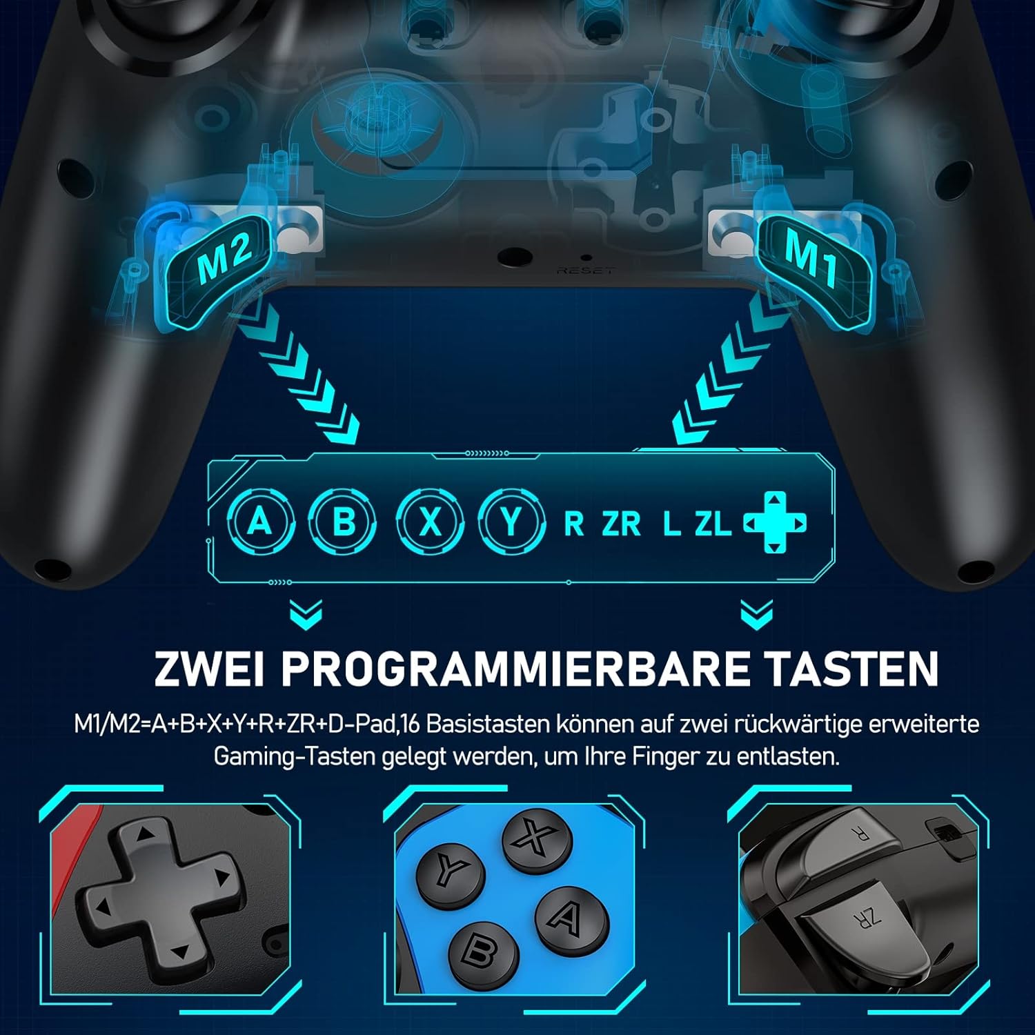 Gaming Consoles & Controllers - Switch Controller, Pro Controller Switch with Precise Control, Turbo, Macro, Wake Up Function, Dual Motors Vibration, Wireless Pro Switch Controller for Switch/Lite/OLED Console – Bild 2