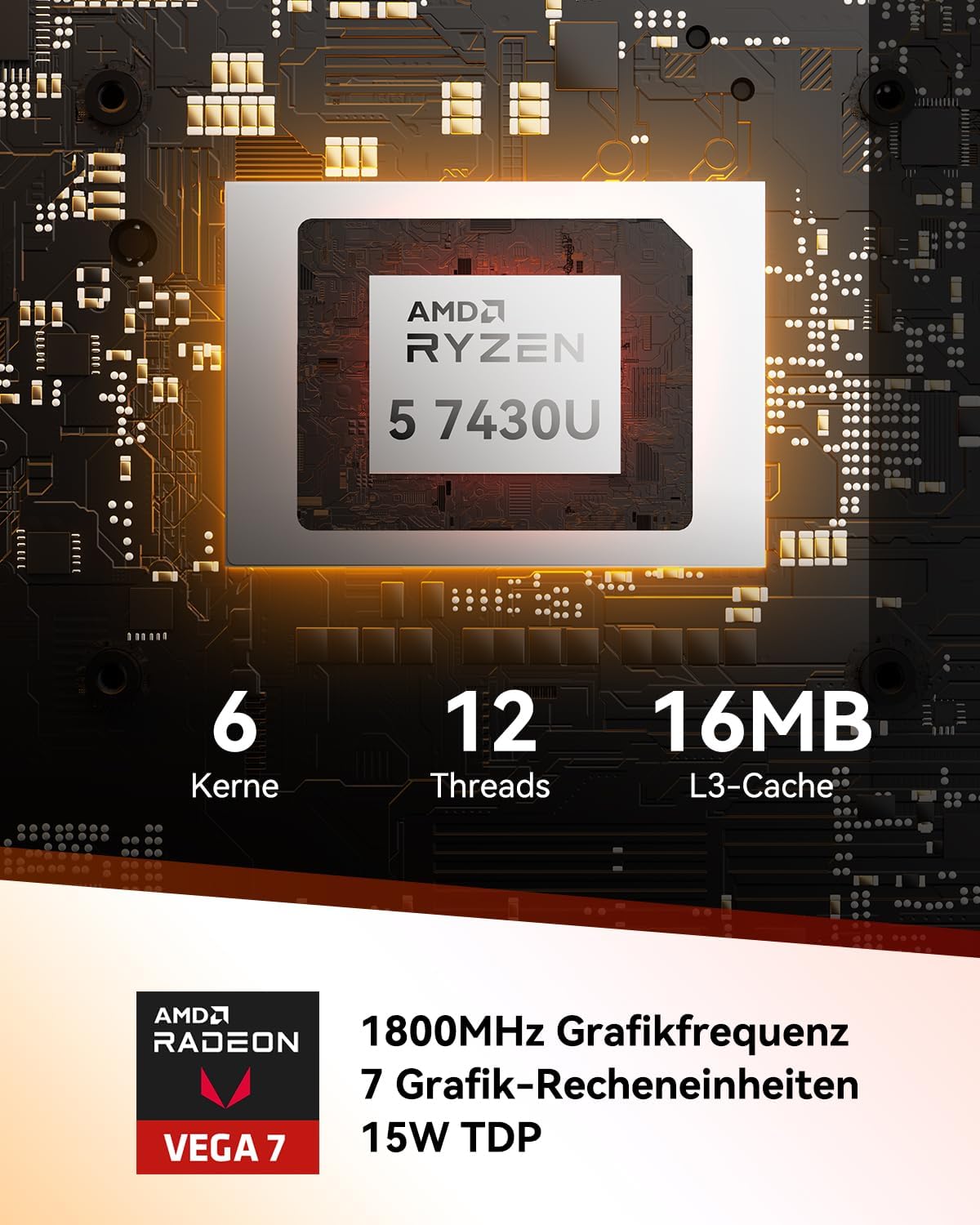 Gaming PC & Laptops - GEEKOM Mini PC A5 2025 Edition with AMD Ryzen 5 7430U, 16GB RAM 512GB SSD, Windows 11 Pro, Ultra Quiet Compact Desktop PC with AMD Radeon Graphics, Dual HDMI 4K Output, SD Card Slot for Home Office – Bild 3