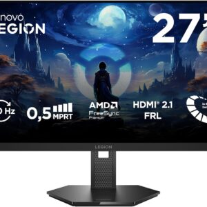 Gaming PC & Gaming Monitors – Lenovo Legion 27U-10 | 27 Inch UHD WLED Gaming Monitor | 3840 x 2160 | 16:9 | 320Hz | 0.5 ms Response Time | HDMI | DisplayPort | Audio 3.5 mm | 3-Sided Panel | TÜV Eye Protection | Black | 6.2 kg