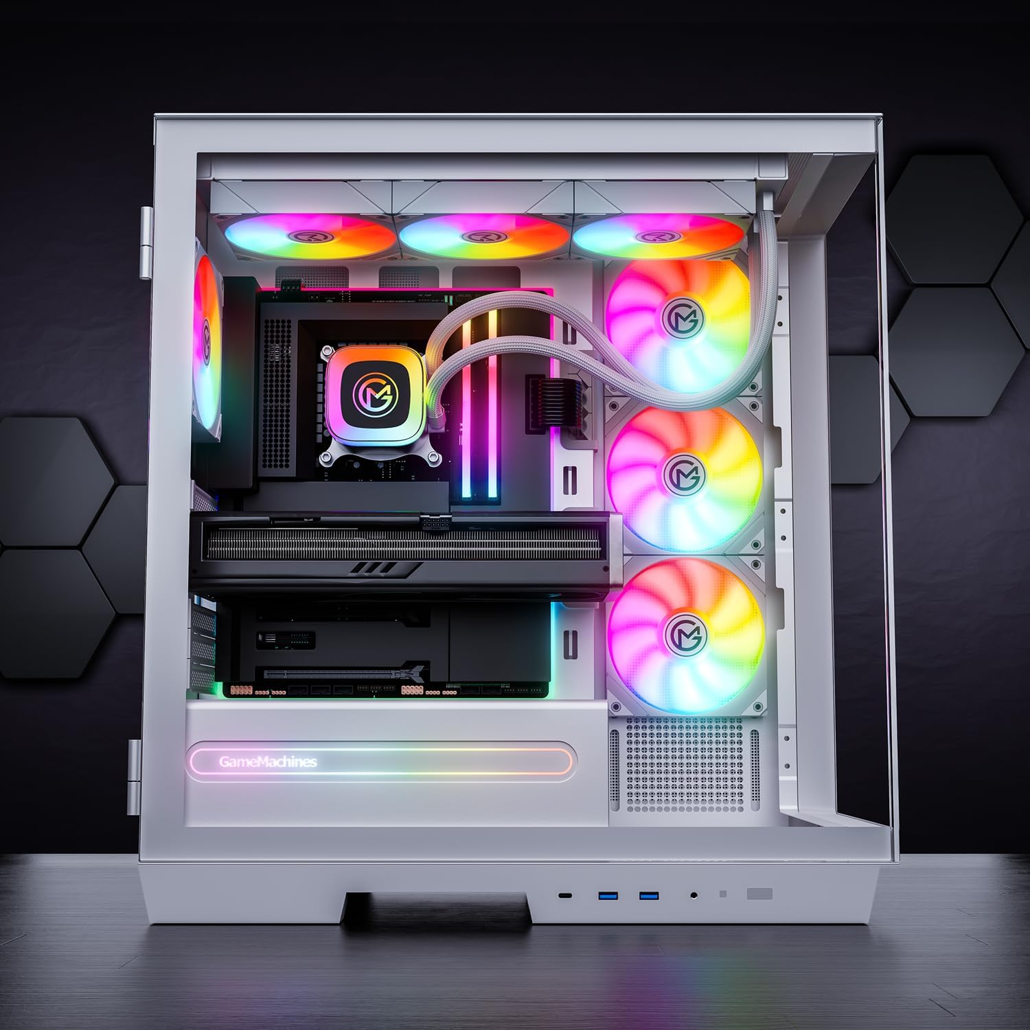 Gaming PC & Laptops - GameMachines Crystal Snow Edition - Gaming PC - Water Cooling - AMD Ryzen 7 7700 - NVIDIA RTX 5060 Ti 16GB - 1000GB SSD - 32GB RGB DDR5 - WLAN - Windows 11 Pro – Bild 2