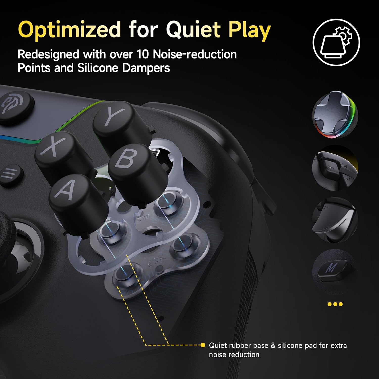 Gaming Consoles & Controllers - EasySMX X05PRO Wireless Controller PC, Gaming Controller with Quiet Buttons, 2-Stage Tigger, Hall Joysticks, 2 Programmable Buttons, 1000 mAh Battery, Compatible with PC/Switch/Android/iOS, Black – Bild 2