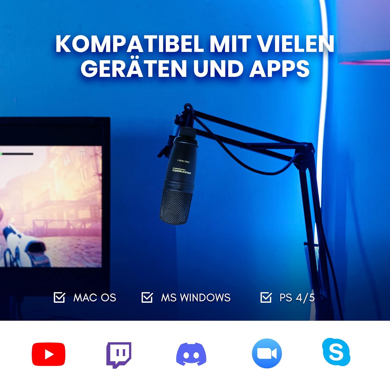 Streaming-Equipment - Marantz Professional Pod Pack 1 - Complete podcasting kit including professional USB condenser microphone, fully adjustable stand and USB cable – Bild 5