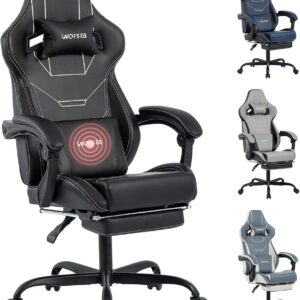Gaming Chairs – Gaming Chair Ergonomic Gaming Chair Office Chair with Footrest Racing Computer Chair Height Adjustable Padded Computer Chair Lumbar Support Black