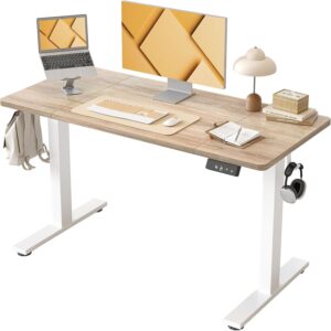Gaming Consoles & Controllers – BEXEVUE Height-Adjustable Desk, 120 x 60 cm, Height Adjustable Electric Desk, Standing Seat Table with 2 Memory Functions, Computer Desk, Maple Wood