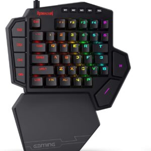 Gaming Tastatur & Maus – Redragon K585 DITI Single Hand RGB Mechanical Gaming Keyboard, Blue Switches, Type-C Professional Gaming Keyboard with 7 Integrated Macro Keys, Removable Wrist Support, 42 Keys