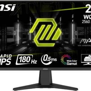 Gaming PC & Gaming Monitors – MSI MAG 275QF 27 Inch WQHD Gaming Monitor – 2560 x 1440 Rapid IPS Panel, 180 Hz / 0.5ms (GtG, Min.), 101% sRGB Colour Gamut, Frameless Design, HDR Ready – DisplayPort 1.4, HDMI 2.0b (WQHD @ 144Hz)