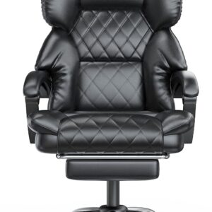Gaming Chairs – naspaluro Executive Office Chair with Footrest, Ergonomic Desk Chair, PU Leather Computer Chair with Padded Armrests and Soft Headrest Tilt Function, Height Adjustable Swivel Chair, Black