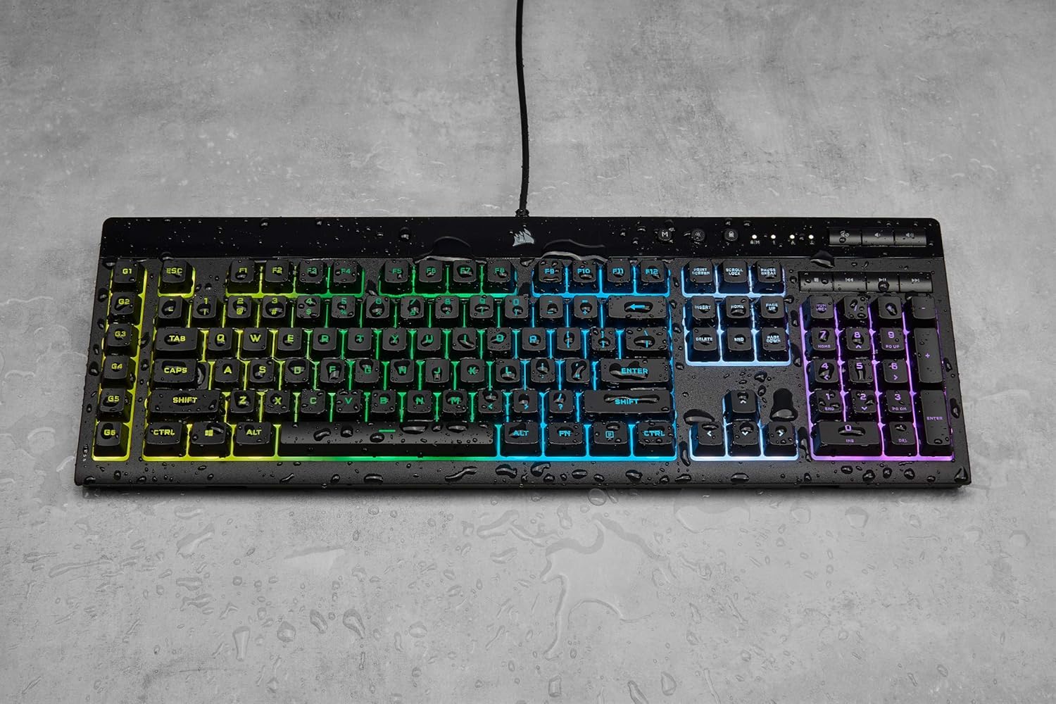 Gaming Tastatur & Maus - CORSAIR K55 RGB PRO Wired Membrane Gaming Keyboard (Dynamic RGB Backlight, 6 Macro Keys with Elgato Software Integration, IP42 Dust and Splash Protection), QWERTZ, Black. – Bild 2