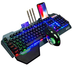 Gaming Tastatur & Maus – LexonElec 680 Pro Wireless Gaming Keyboard and Mouse 4800 mAh Full 104 Keys Keyboard PC Accessories Set Up 2.4g USB Rainbow Backlight Gamer 2400 DPI Breathing Optical Mouse