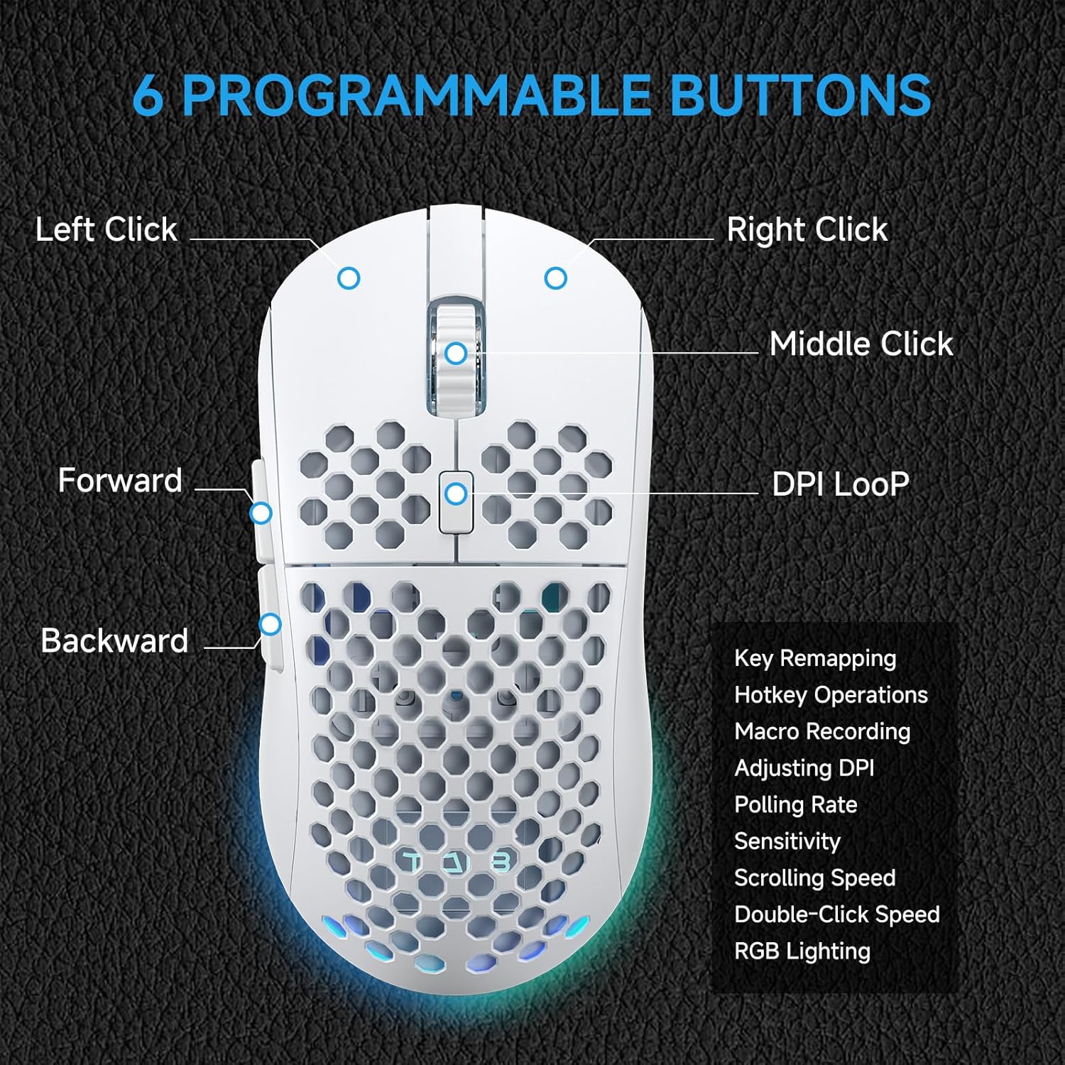 Gaming Tastatur & Maus - TMKB Falcon M1 Wireless Gaming Mouse - 24000 DPI, 180h Battery, 90g Lightweight Construction, 6 Programmable Buttons, RGB Lighting, 2.4G/BT5.2/USB-C for PC/Mac/Laptop, White – Bild 8