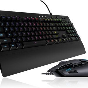 Gaming Tastatur & Maus – Logitech G 402 Hyperion Fury Gaming Mouse, 4000 DPI Optical Sensor, 8 Programmable Buttons + Logitech G213 Prodigy Gaming Keyboard, RGB Lighting, Programmable G Keys